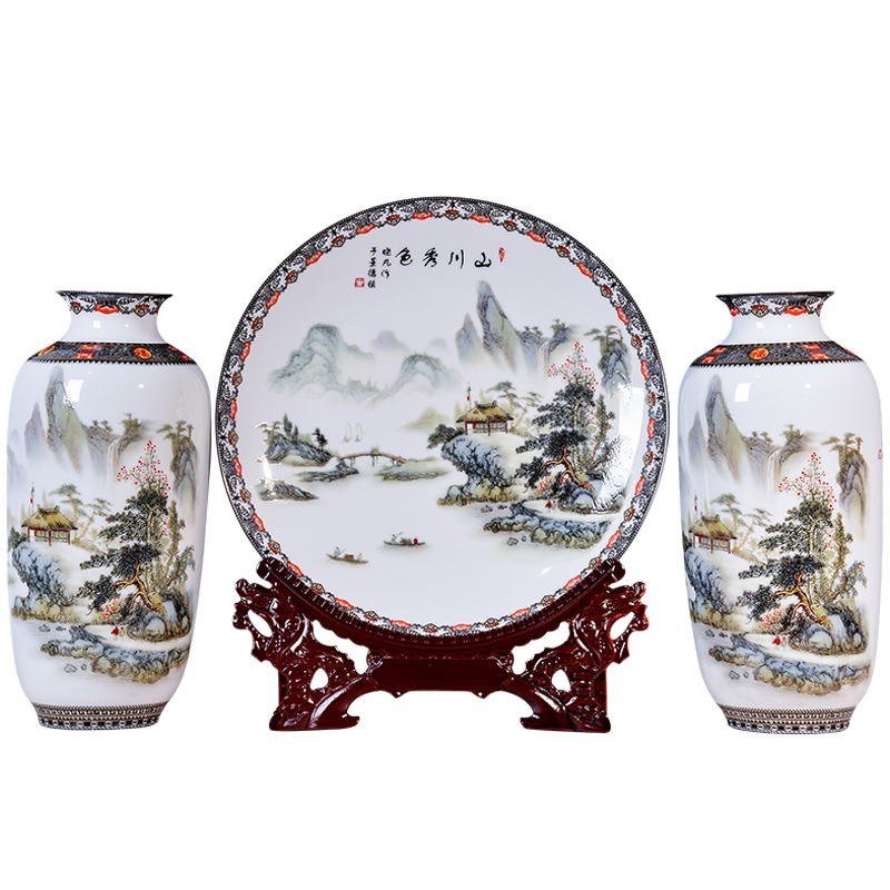 Landscape of jingdezhen ceramics vase Chinese penjing flower arranging a three - piece sitting room home TV ark, adornment