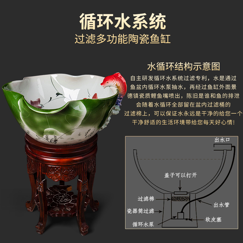 Jingdezhen ceramic aquarium household goldfish bowl sitting room balcony office furnishing articles courtyard water vats fish bowl