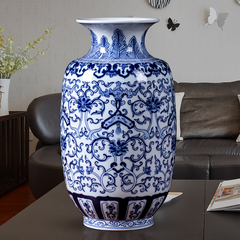 Jingdezhen ceramic blue ferro, flower arranging, the sitting room porch place vase household wine collection gifts crafts