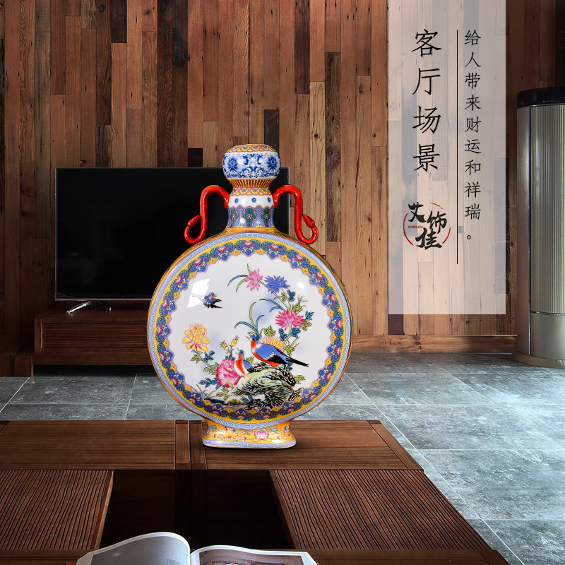 Jingdezhen ceramics vase archaize colored enamel flower arranging Chinese rich ancient frame decorate the sitting room porch place restoring ancient ways