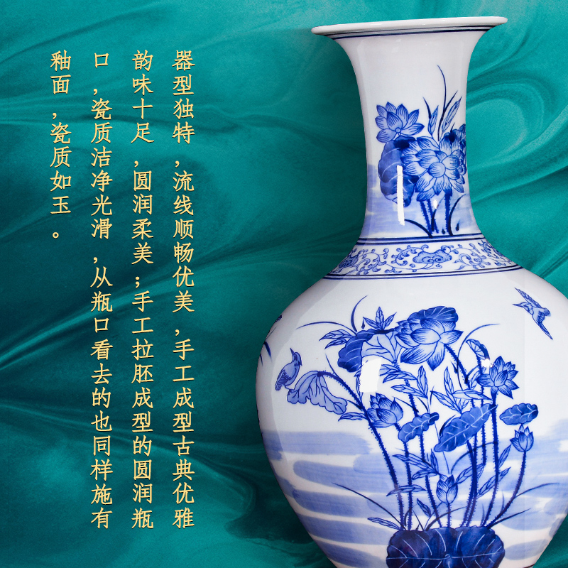 Antique vase of blue and white porcelain of jingdezhen ceramics new Chinese flower arranging rich ancient frame sitting room TV ark, home furnishing articles