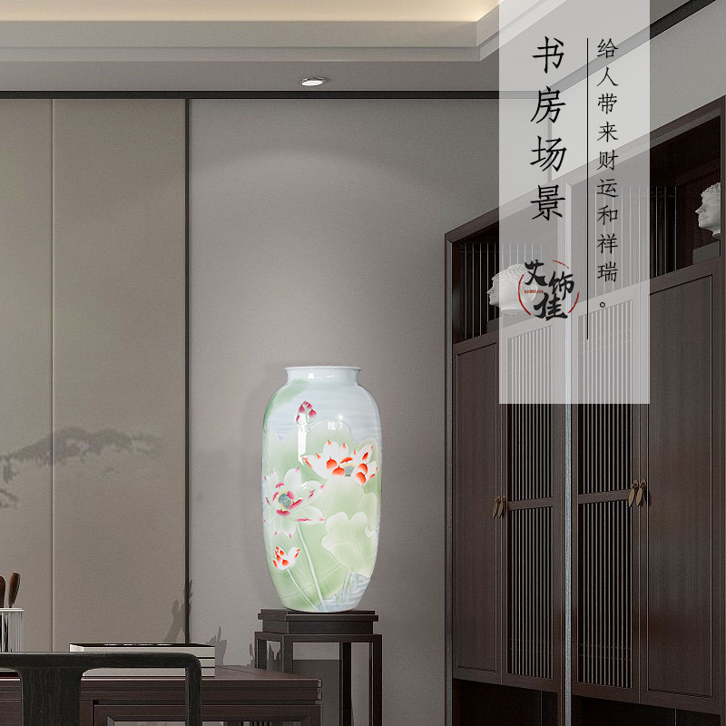 Jingdezhen ceramics large master hand relief flower arranging Chinese style living room TV cabinet porch decoration furnishing articles