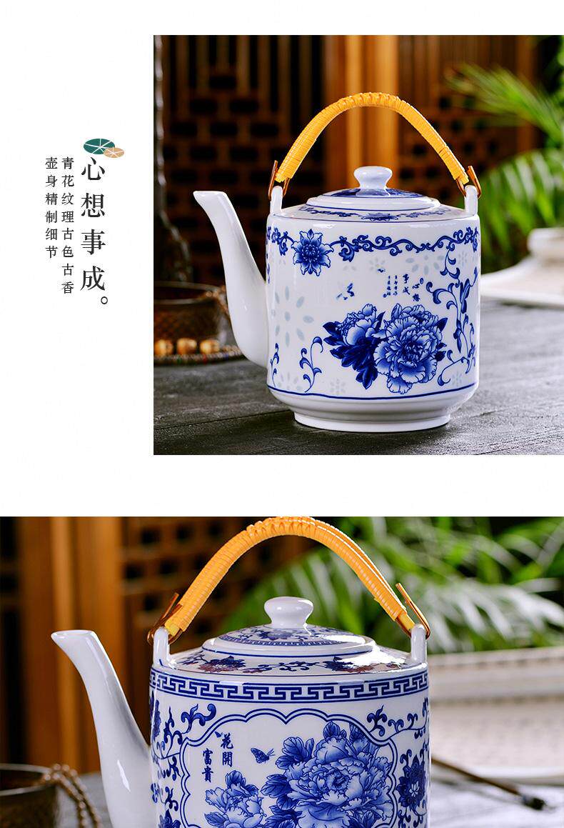 景德镇陶瓷茶壶 家用带盖小凉水壶耐高温青花瓷冷水壶过滤泡茶壶