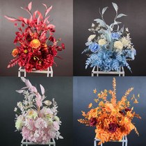 New wedding fake flower simulation road guide flower row flower pot flower bowl garden wedding long hanging flower background decoration point flower