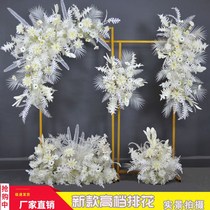 Wedding Mori White simulation corner flower decoration wall-mounted flower row flower row corner flower hanging flower potted flower potted flower silk road introduction