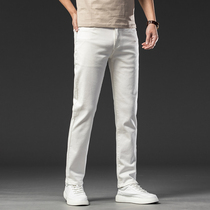 White jeans Mens summer slim fit Chaoty High-end Casual Straight Barrel Loose 100 Ride Currents Long Pants Men