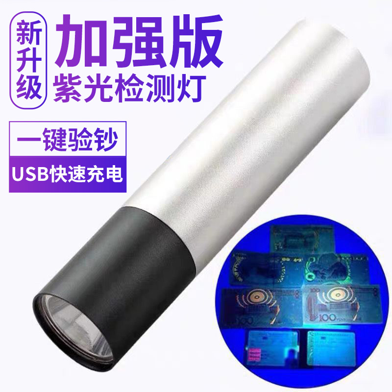 Banknote Detector Charging 2021 New Edition RMB Anti-Counterfeiting Detector Special Small Mini Charging 365 Violet Light Ultraviolet Flashlight