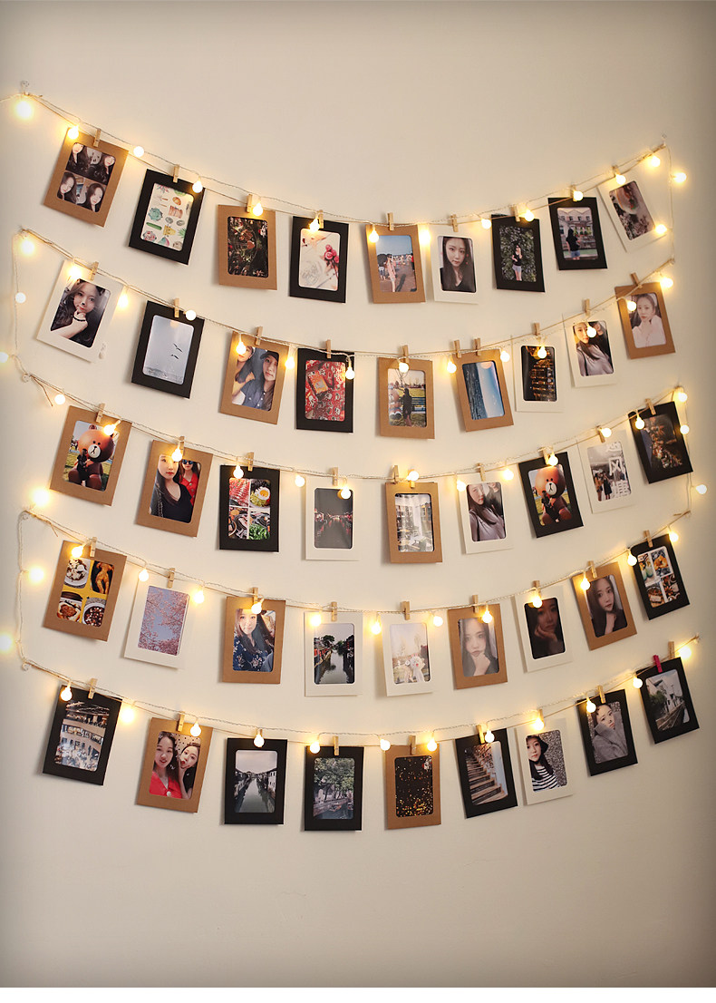 创意麻绳夹子照片墙彩色木质悬挂夹子diy网红客厅教室公司相片墙