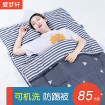 Cotton sleeping bag adult outdoor camping single widened indoor lunch break on duty summer thin adult children anti-kick quilt
