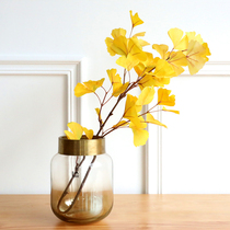 Taihuan simulation gum branch ginkgo biloba fake green plant Nordic simple home decoration living room wall cabinet desktop ornaments