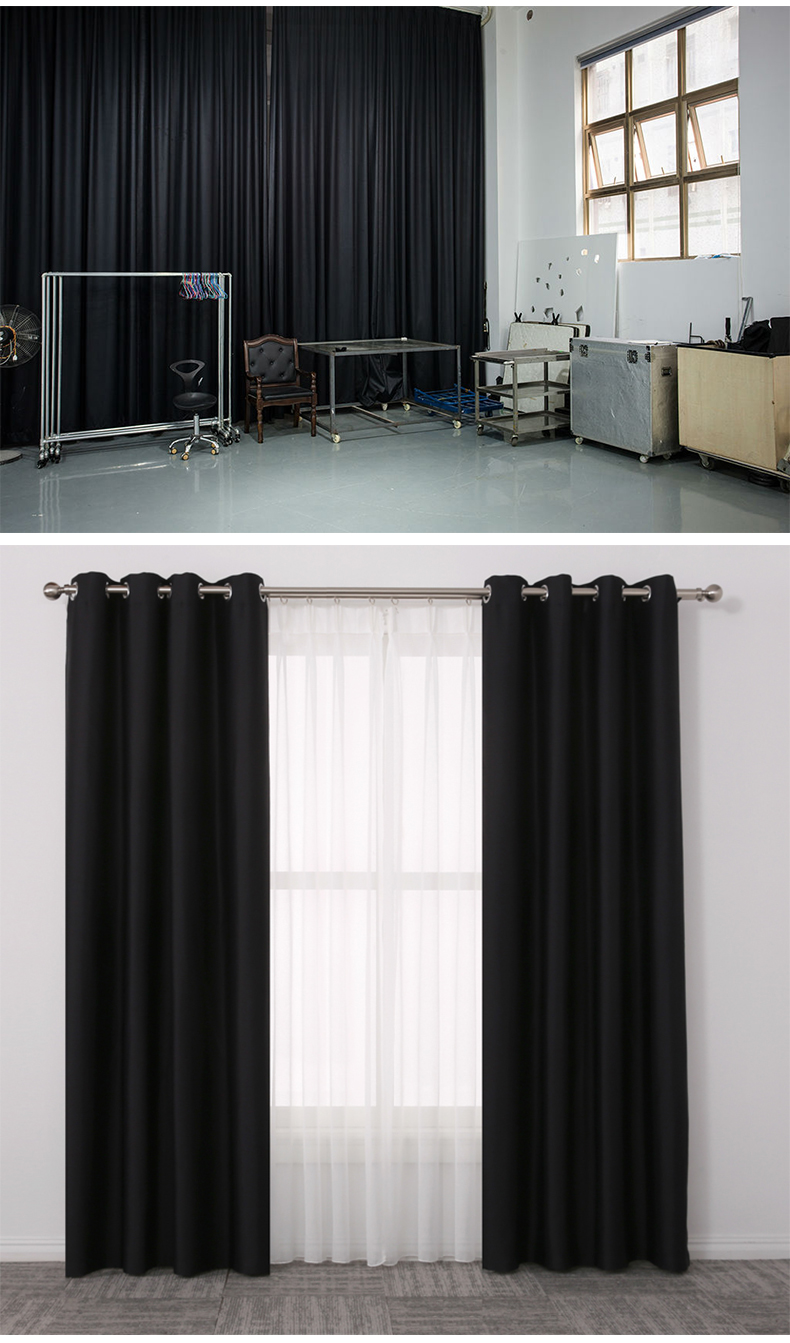 黑色高密度遮光布摄影棚窗户遮光布夏天防晒遮光遮阳窗帘暗房布料