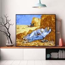 Van Gogh world famous painting lunch break diy digital oil painting nap hand-painted filling oil painting Meridian Oil Painting