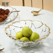 Net red fruit plate snack plate candy jar creative modern living room coffee table home Nordic crystal glass fruit Basin