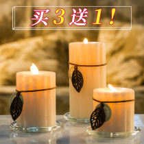 Scented Home Candle Power Outage Lighting Bedroom Non-Smoking Fragrance Candle Stand Pillar Candle Romantic Candle Light Dinner