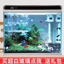 Sen Sen ultra-white glass goldfish tank Living room mini small desktop household aquarium Ecological water-free landscaping tank