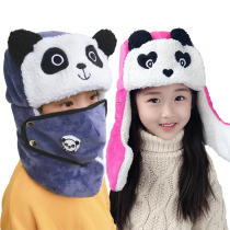 Childrens Lei Feng hat Winter girl ear warm plus velvet cotton hat Child windproof boy hat collar one