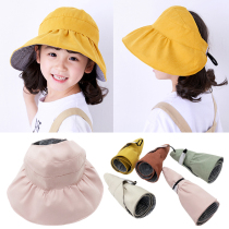 Childrens empty top hat for boys and girls summer sun protection sun hat folding big eaves beach hat travel baby sun hat