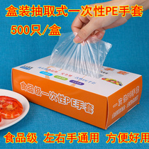 Boxed Extraction Disposable Gloves Plastic Transparent Food Grade Catering Waterproof Thickened Film Bracelet Home