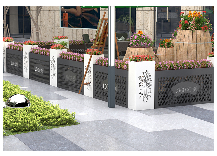 户外铁艺花箱组合售楼部商业街餐厅镂空花箱花槽围栏隔断广场花坛