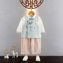 Childrens Han clothes ancient clothes boy China Wind baby Tang Costume Retro Clothes Spring Autumn Year Gown Dress Country School Clothes