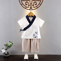 Hanfu boys thin suit kid short sleeve country school suit with baby to improve ancient clothes 61 children in summer