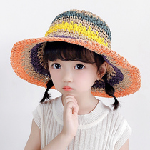 Parent-child Child Straw Hat Men and women Hood Summer Great Brim Sunscreen Hat Baby Beach Sun Hat