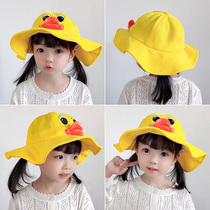 Childrens hats spring and autumn winter baby sun hat 2 cute super cute big hat brim men and women baby fisherman hat 1-5 years old