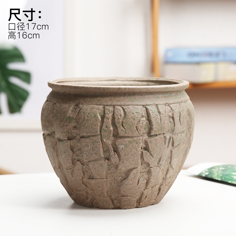 Fleshy green plant ceramic flower pot flower of bracketplant of the orchids is mage old high permeability model of big diameter coarse pottery flowerpot