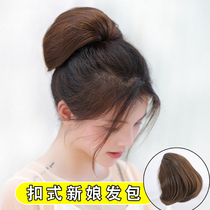 Chinese bride wig hair bag Xiuhe cheongsam wig bag Hepburn Big Nest button ball head flower bun hair bun