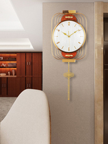 New Chinese clock wall clock Living room light luxury metal silent quartz clock Creative home fashion simple decorative clock