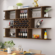 Solid wood red wine rack wall-mounted wine grid Eurostyle Creativity Hanging Modern Minima Wall Restaurant Wine Cabinet Shelve