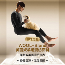 Merino wool blend warm T-shirt spring and autumn mens round neck long sleeve slim casual breathable cotton control temperature and humidity