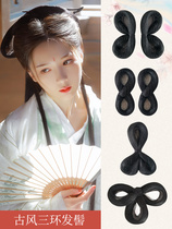 Spring-autumn wig Three-ring Hair-Bun Hand Remnant Party Entry-level Full Haircut Soft Hair Ring Butterfly Hair Bag Post Press Styled Hair