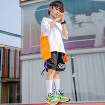 Boys hip-hop costumes new childrens HIPHOP handsome loose short-sleeved hip-hop clothing girls sports suit tide
