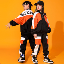 Childrens cheerleading performance clothing autumn and winter plus velvet childrens jazz dance hip-hop tide clothing primary school sports meeting class clothing