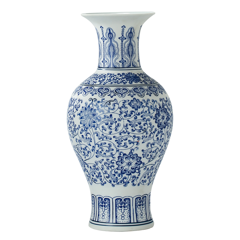 Jingdezhen Chinese unglazed ceramic thin foetus blue and white porcelain vase, the sitting room porch retro flower arranging TV ark, furnishing articles