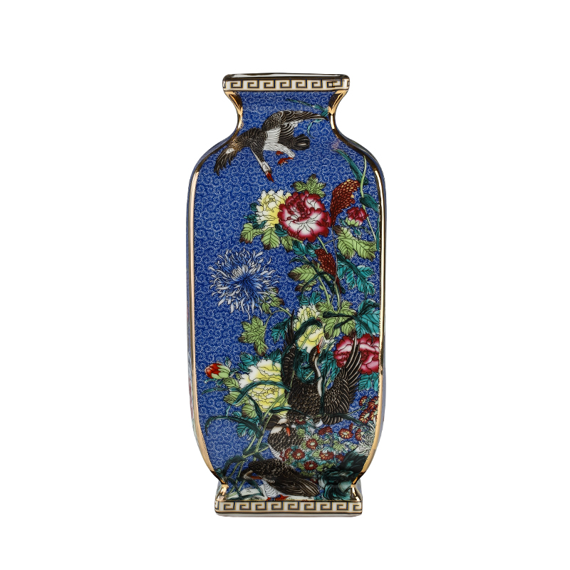 Jingdezhen square antique Chinese colored enamel big vase sitting room porch rich ancient frame furnishing articles study ceramic decoration