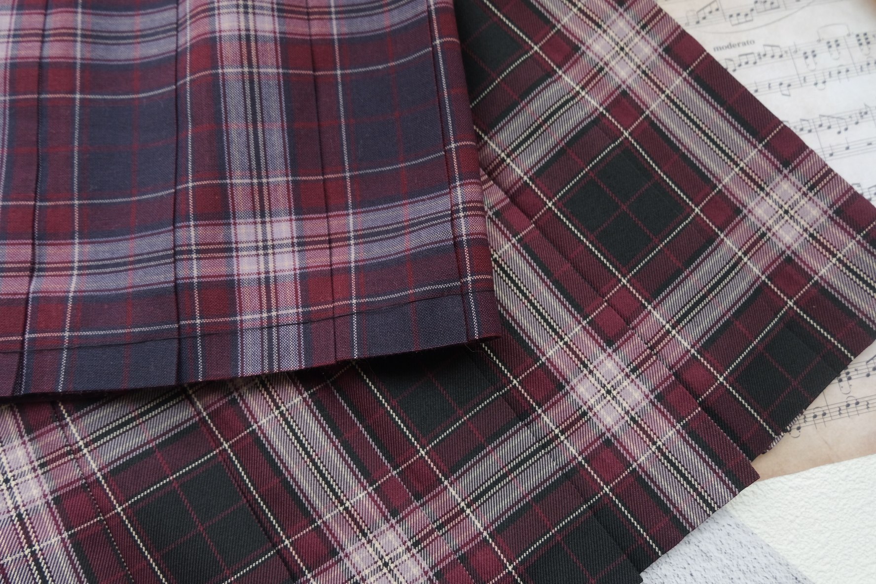 春日部赤沢黑现货国产羊毛原创深红色格裙jk制服正统女百褶