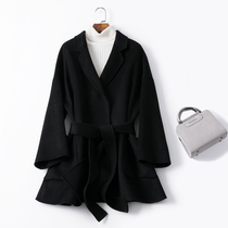 Anti-season new 2021 wool niqab jacket Korean double-sided woolen coat lace-up cashmere mid-length loose