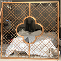 New Chinese stainless steel screen partition living room dining room sales department Model Room Clubhouse Hotel aluminum carved metal customization