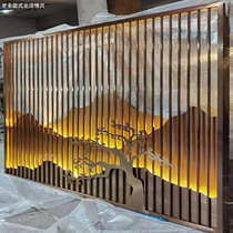 Landscape shadow screen sales department landscape garden hotel lobby New Chinese stainless steel metal background wall partition