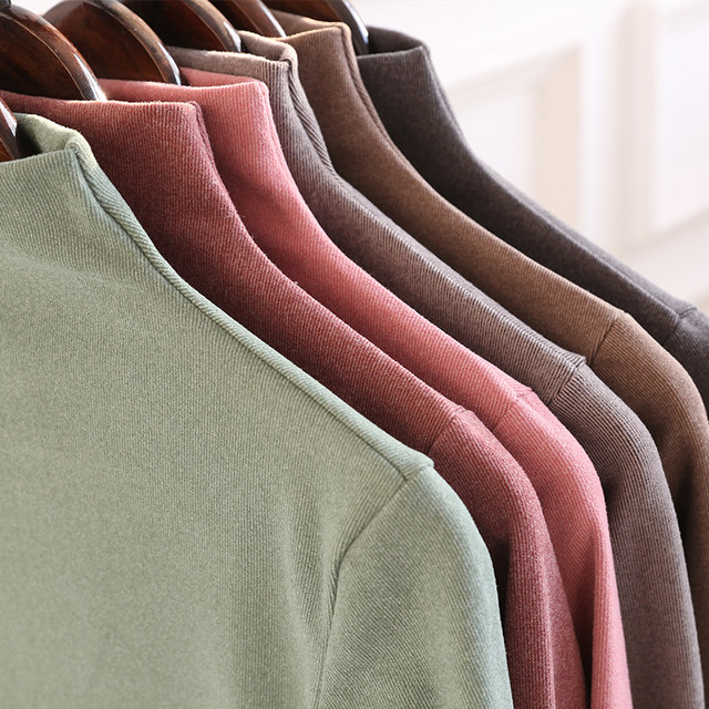 Cation shirt female Korean new autumn and winter high-elastic solid half high collar long-sleeved shirt wild warm sweater to keep warm Cation shirt female Korean new autumn and winter high-elastic solid half high collar long-sleeved shirt wild warm sweater to keep warm