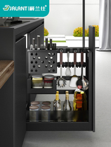 Juulans kitchen cabinet seasoning pull basket Kitchen cabinet open door drawer cabinet inner aluminum alloy shelf floor cabinet storage