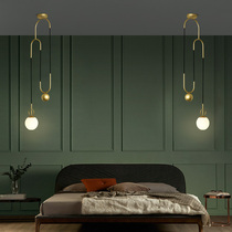 Light luxury bedside chandelier Nordic bedroom living room background wall modern simple personality creative hotel long line Net red light