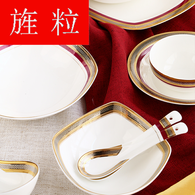 Continuous grain dishes suit tangshan ipads porcelain tableware suit dishes with Korean ceramics tableware European - style gifts