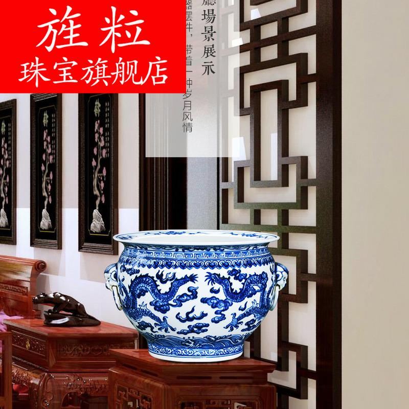 Q8 hand - made cornucopia of blue and white porcelain of jingdezhen ceramics feng shui plutus furnishing articles of new Chinese style household adornment sitting room