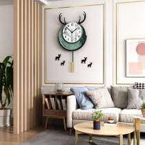 Simple modern deer head wall clock wall clock living room Nordic light luxury creative personality silent home fashion clock