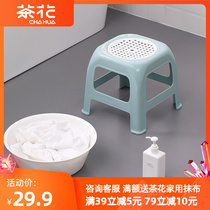 Tea flower stool plastic non-slip square stool changing shoes stool Home Children thickened bathroom bench chair little short stool