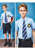 Eaton Guild school uniforms Inron male and female short sleeve white blue purple shirt butterfly knot white shirt 09C226