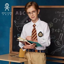 Eaton Guild school uniforms children white shirt Inn pure color spring autumn college long sleeve short sleeve mens shirt 10C150